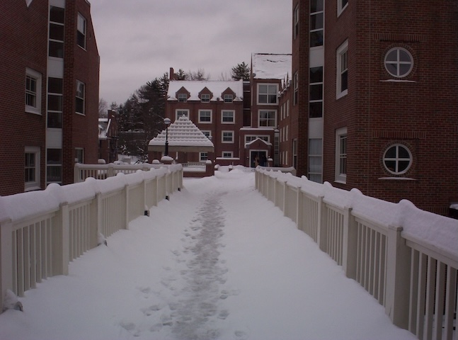 My dorm at Dartmouth College in winter